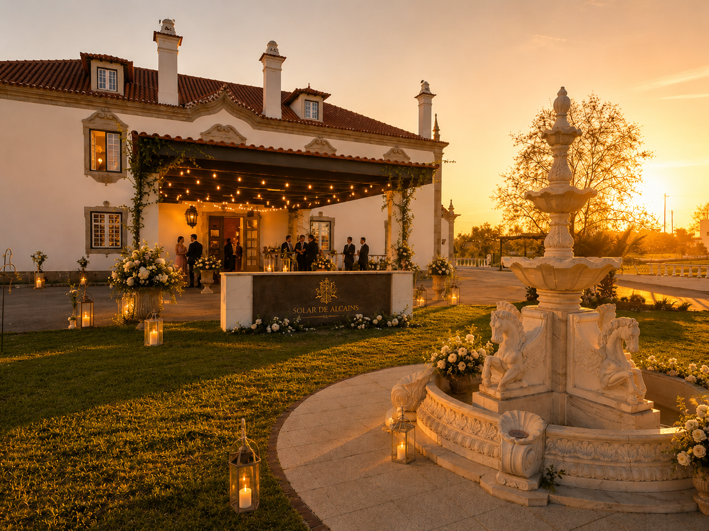 Front lawn wedding reception